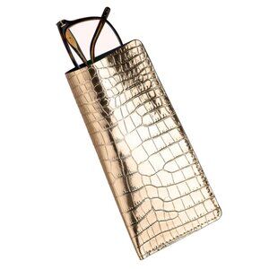 Gold Sleek Calfskin Glasses Case – Alligator Pattern Craftsmanship